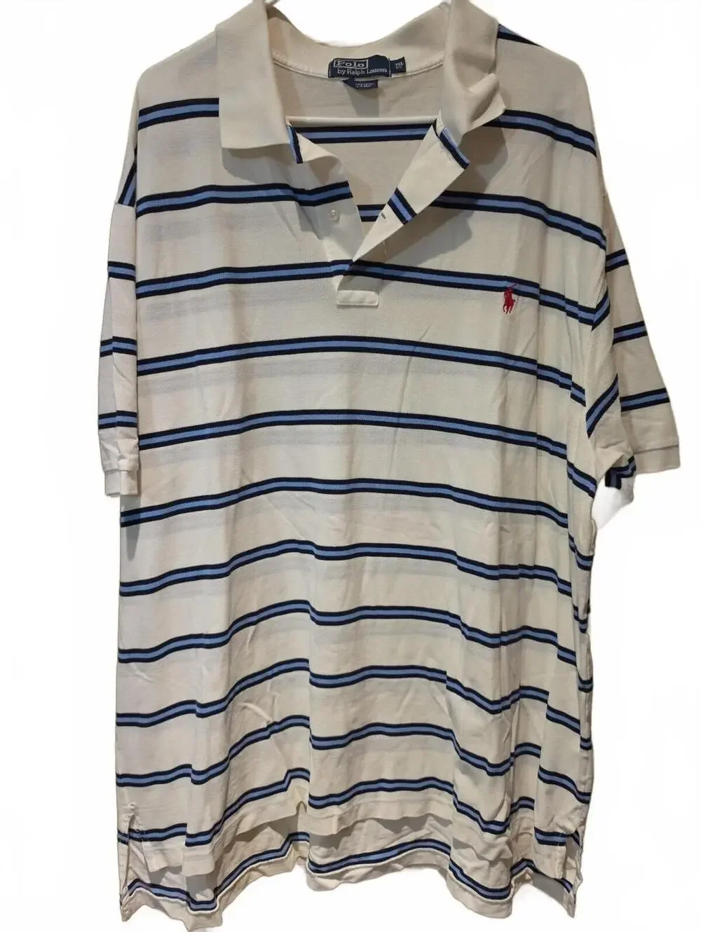 Polo Ralph Lauren Blue/ White Short Sleeve Polo Sz 3XB / 3XL Big. 100% Cotton